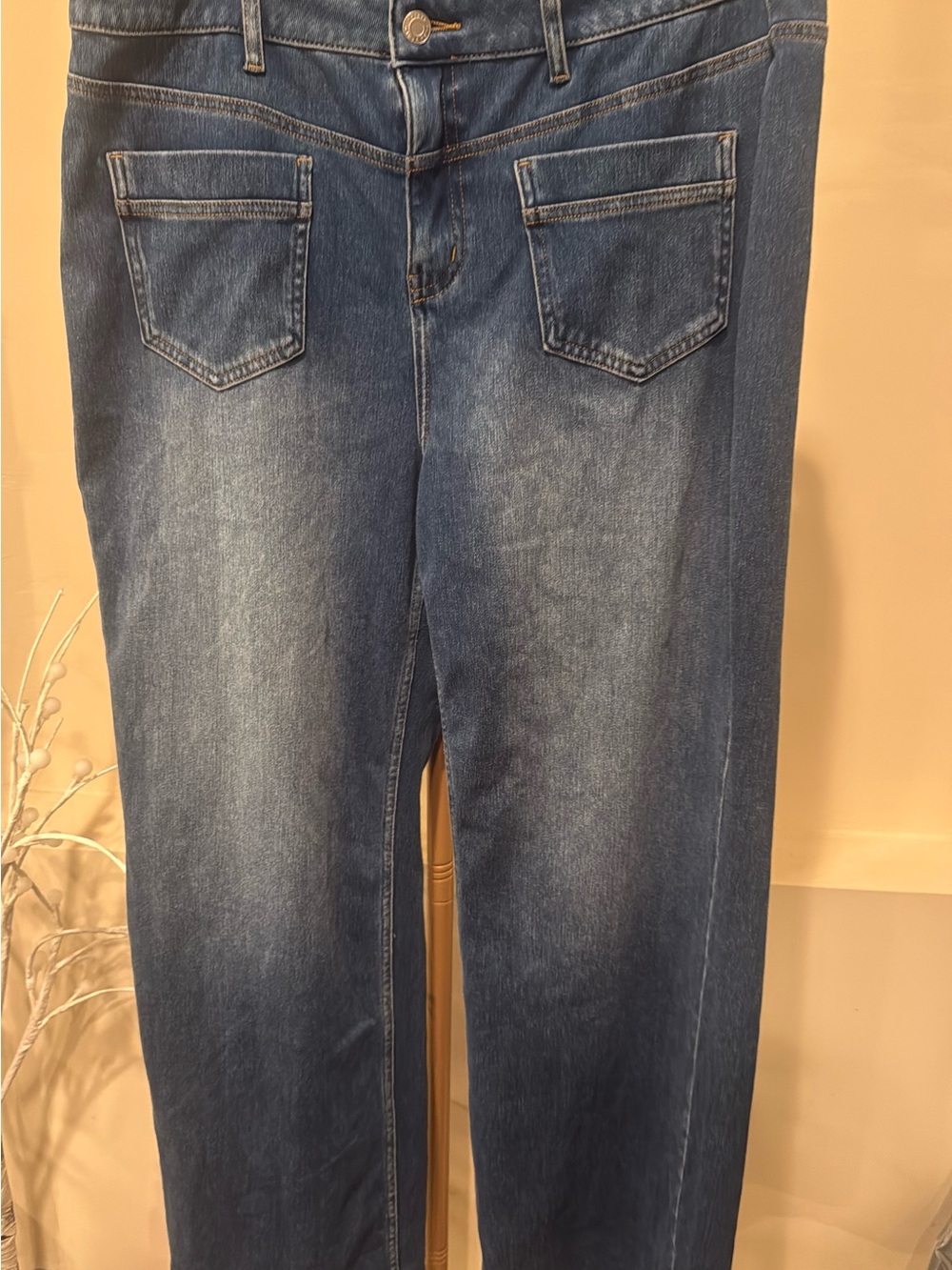 HALARA Wide Leg Mid Wash Blue Jeans